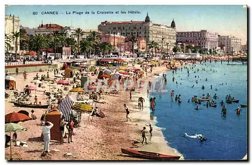 Cartes postales Cannes La Plage de la Croisette et les Hotels