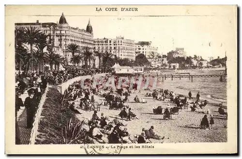 Cartes postales Cannes La Plage et les Hotels