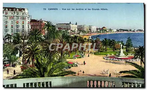 Cartes postales Cannes Vue sur les Jardins et les Grands Hotels