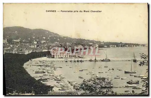 Cartes postales Cannes Panorama Pris du Mont Chevalier Bateaux