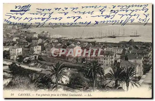 Ansichtskarte AK Cannes Vue Generale Prise de l Hotel Continental