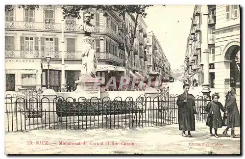 Cartes postales Nice Monument de Carnol et Rue Cassini Enfants