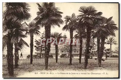 Cartes postales Nice Le Palais de la Jetee vu a Travers les Chamemps