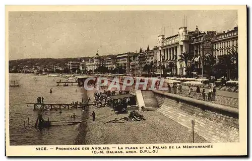 Cartes postales Nice Promenade Des Anglais La Plage Et Le Palais De La Mediterranee