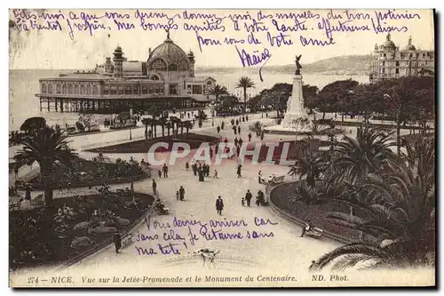 Ansichtskarte AK Nice Vue Sur la Jetee Promenade et le Monument du Centenaire