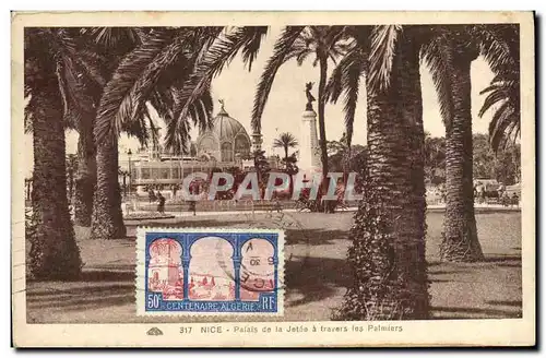 Cartes postales Nice palais de la jetee a travers les palmiers