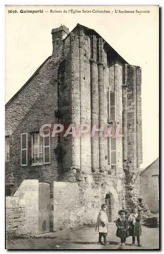 Ansichtskarte AK Quimperle Ruines de L Eglise Saint Colomban Ancienne sacristie Enfants