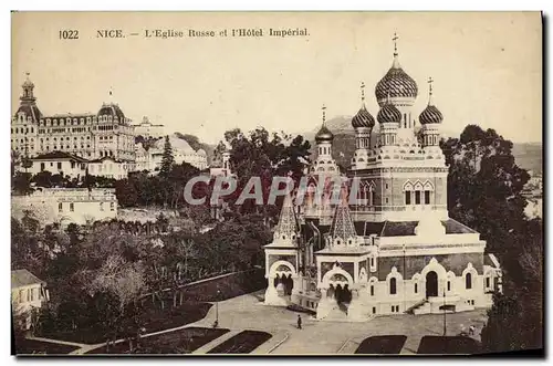 Ansichtskarte AK Nice L Eglise Russe et L Hotel Imperial Russie Russia