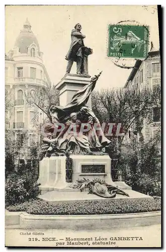 Cartes postales Nice Monument Leon Gambetta Par Maubert statuaire