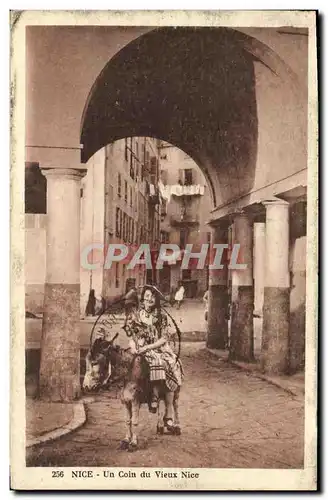 Cartes postales Nice Un coin du Vieux Nice Ane Femme Mule