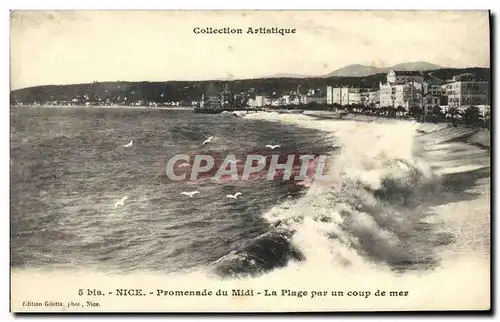 Cartes postales Nice Promenade du Midi La Plage par un coup de mer