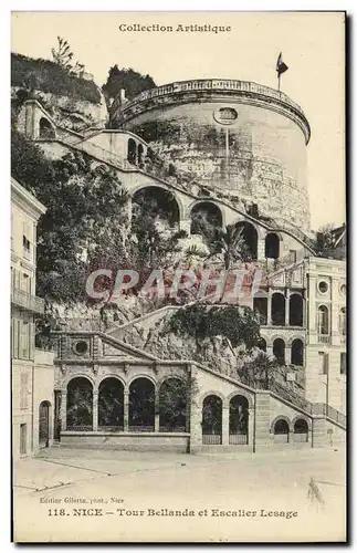 Cartes postales Nice Tour Bellande et Escalier Lesage