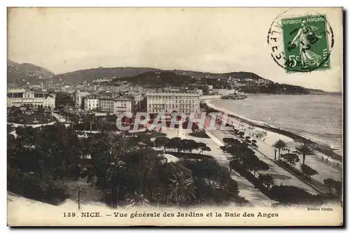 Cartes postales Nice Vue generale des Jardins et la Baie des Anges