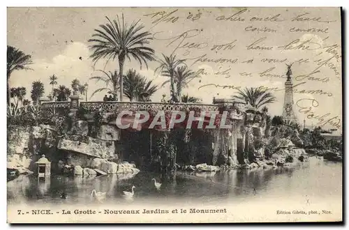 Cartes postales Nice La Grotte Nouveaux Jardins et le Monument