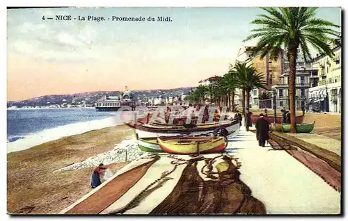 Ansichtskarte AK Nice La Plage Promenade du Midi Bateaux de peche