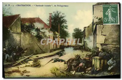 Cartes postales Chateaudun Barricade tournee de Philippoteaux Militaria