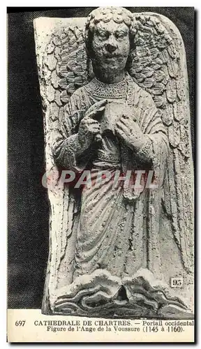 Cartes postales Cathedrale de Chartres Portail occidental Figure de l Ange de la Voussure