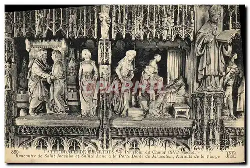 Cartes postales Cathedrale de Chartres Pourtour du Choeur XVI siecle Rencontre de Saint Joachim et Sainte Anne a