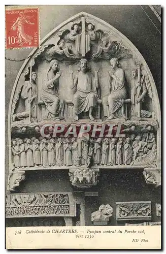 Cartes postales Cathedrale de Chartres Tympan central du Porche sud vers 1230