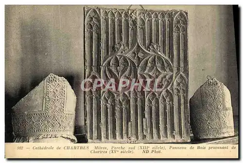 Cartes postales Cathedrale de Chartres Mitres Proche sud Panneau de bois provenant de Chartres