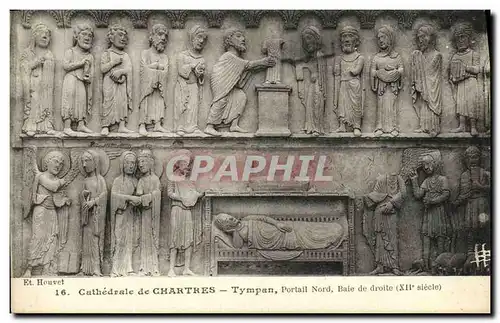 Cartes postales Cathedrale de Chartres Tympan Portail Nord Baie de droite Xll e siecle