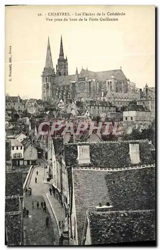 Ansichtskarte AK Chartres Les Fleches de la Cathedrale Vue prise du haut de la porte Guillaume