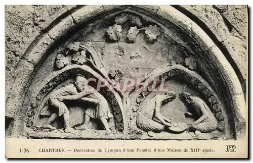 Ansichtskarte AK Chartres Decoration du Tympan d une Fenetre d une Maison du Xlll e siecle