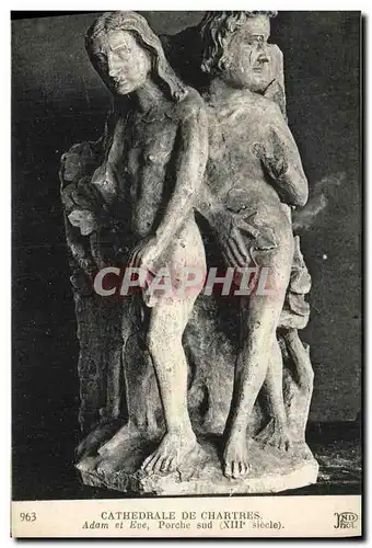 Cartes postales Cathedrale de Chartres Adam et Eve