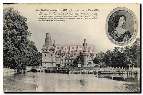 Ansichtskarte AK Maintenon Le Chateau Vie Prise sur la Piece d Eau