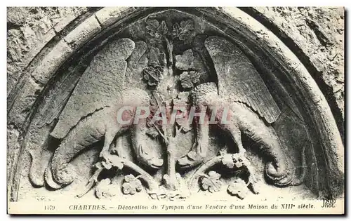 Ansichtskarte AK Chartres Decoration du Tympan d Une Fenetre d une Maison du 13eme