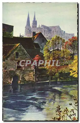 Ansichtskarte AK Chartres Cathedrale Matinee de Printemps Sur les Bords de L Eure