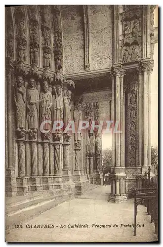 Cartes postales Chartres La Cathedrale Fragment du Portail sud