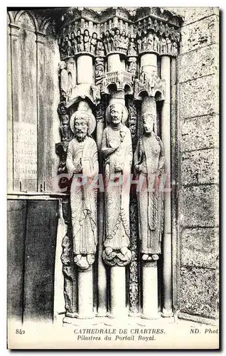 Cartes postales Chartres Cathedrale Pitastres du Portail Royal