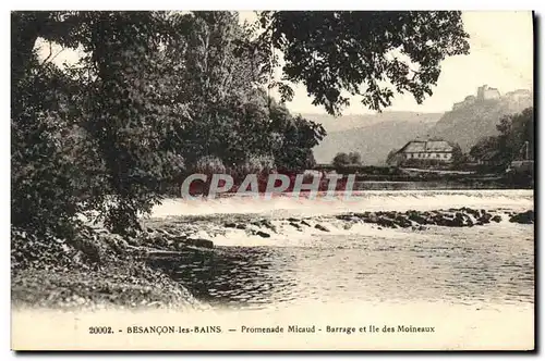 Cartes postales Environs de Besancon les Bains Promenade Micaud Barrage et Ile des Moineaux