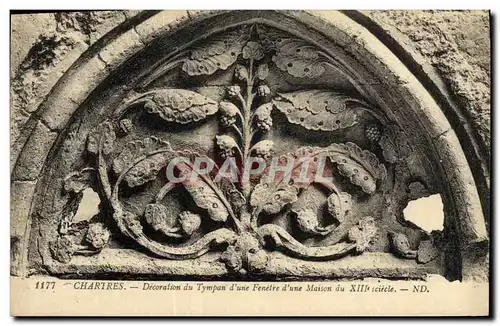 Cartes postales Cathedrale de Chartres Decoration du Tympan d Une Fenetre du 13eme