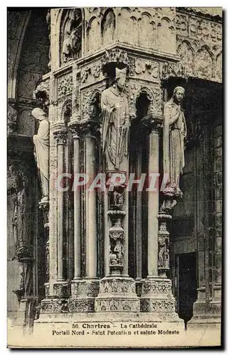 Cartes postales Cathedrale de Chartres Portail Nord Saint Potentien et sainte Modeste