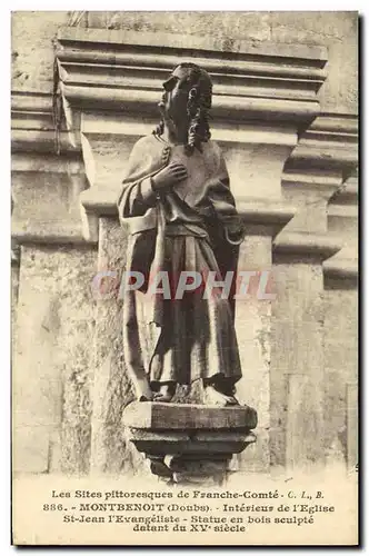 Cartes postales Montbenoit Interieur de l eglise St Jean l Evangeliste Statue en bois sculpte