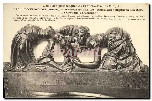 Cartes postales Montbenoit Interieur de L Eglise Detail des Sculptures des Stalles Le crepagne de chignons