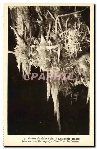 Cartes postales Laugerie Basse Grotte du Grand Roc Corail et stalactites