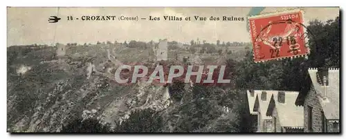 Cartes postales Crozant Les Villas et Vue des Ruines