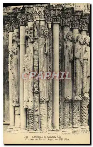 Cartes postales Chartres Cathedrale Pilastres du Portail Royal