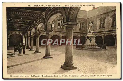 Cartes postales Besancon les Bains Palais et Statue Granvelle