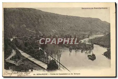 Cartes postales Besancon Vallee de Casamene et lle Malpas Bateau