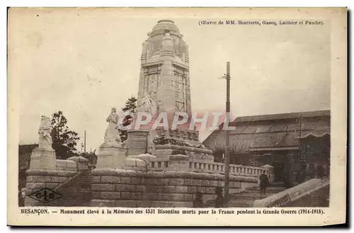 Cartes postales Besancon Monument eleve a la Memoire des Bisontins morts pour la France pendant la Grande Guerre