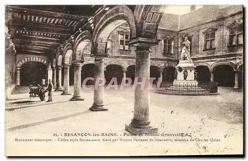 Cartes postales Besancon les Bains Palais et Statue Granvelle