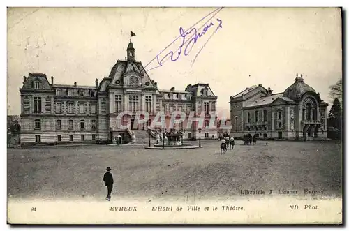 Ansichtskarte AK Evreux L Hotel de Ville et le Theatre