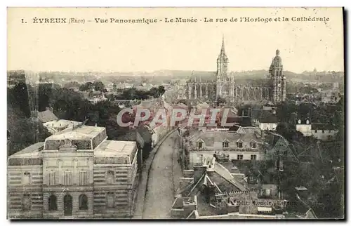 Ansichtskarte AK Evreux Vue Panoramique Le Musee La vue de l Horloge et la Cathedrale