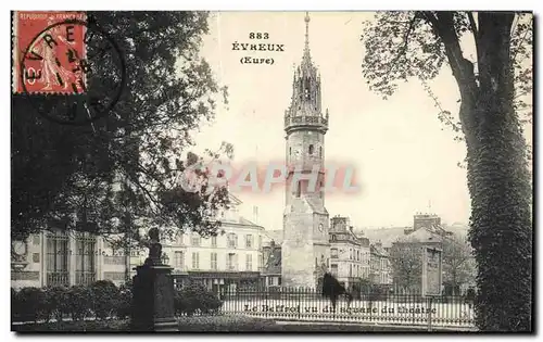 Ansichtskarte AK Evreux Le beffroi vu du square du theatre