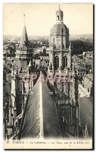 Cartes postales Evreux La Cathedrale Les Tours vues de la Fleche