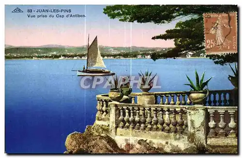 Cartes postales Juan les Pins Vue prise du Cap d Antibes Bateau